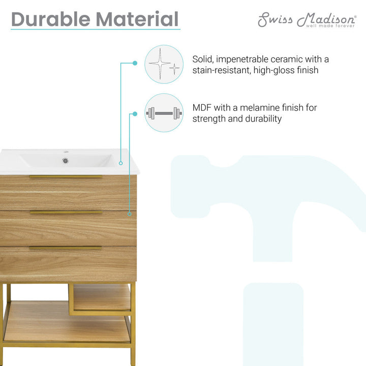 Carre 24" Bathroom Vanity in Oak