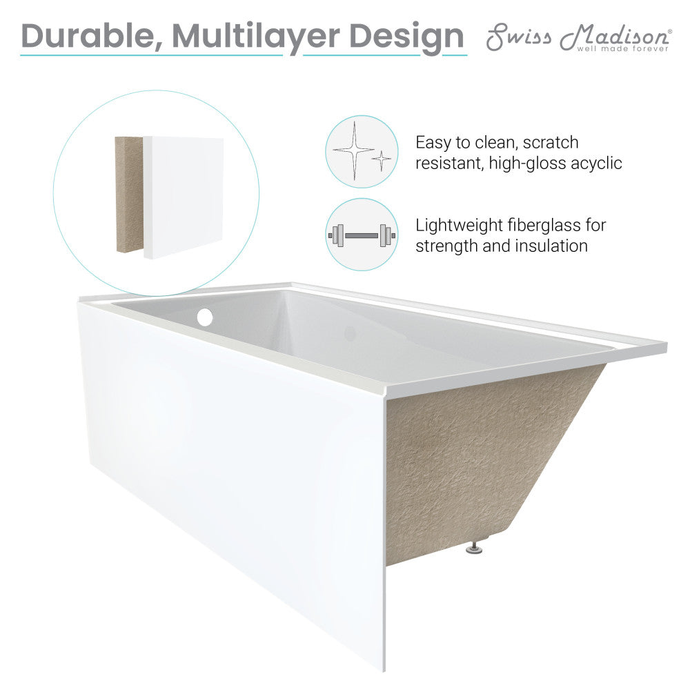 Voltaire 54" x 30" Right-Hand Drain Alcove Bathtub with Apron