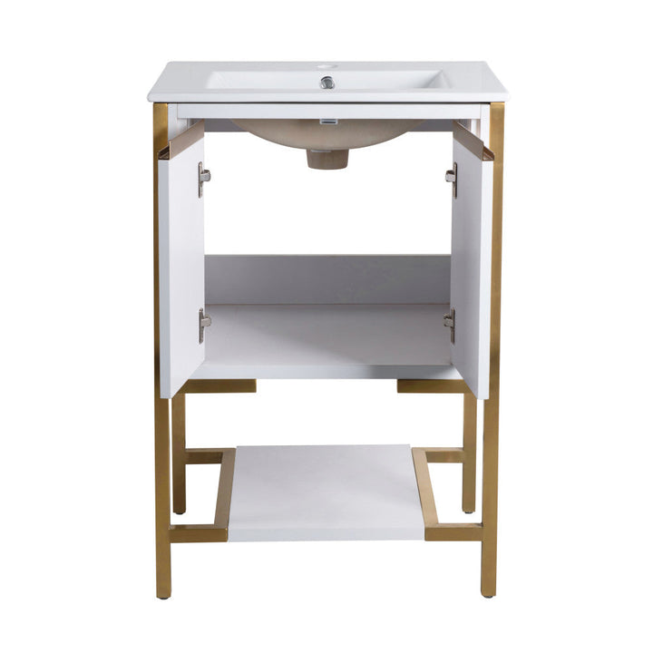 Marseille 24" Bathroom Vanity in White and Brushed Gold