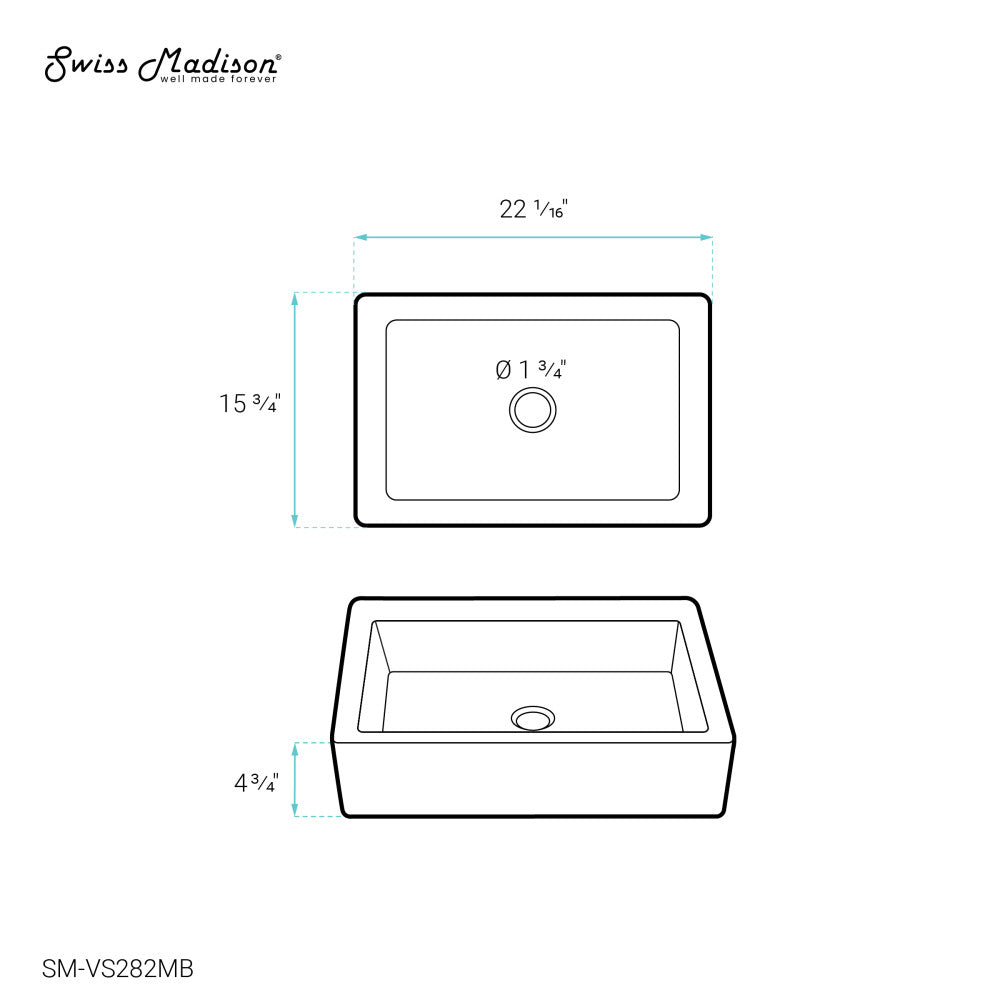 Voltaire Ceramic Rectangle Vessel Sink, Matte Black