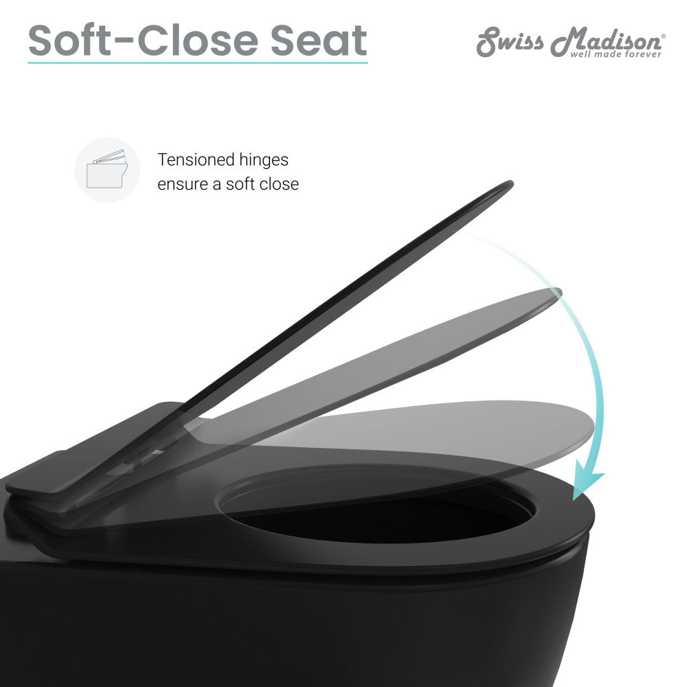 St.Tropez Wall-Hung Elongated Toilet Bowl in Matte Black