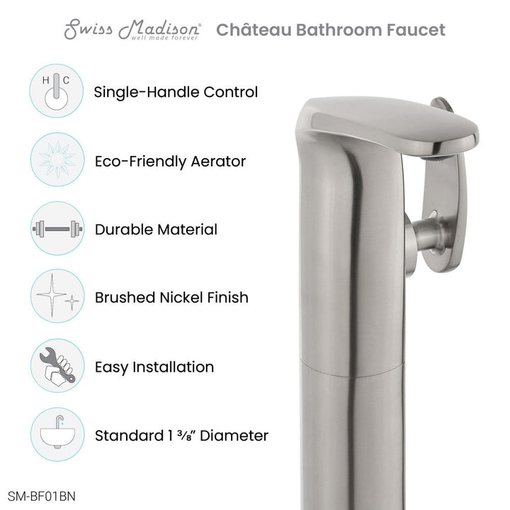 Chateau Single Hole, Single-Handle, High Arc Bathroom Faucet in Brushed Nickel