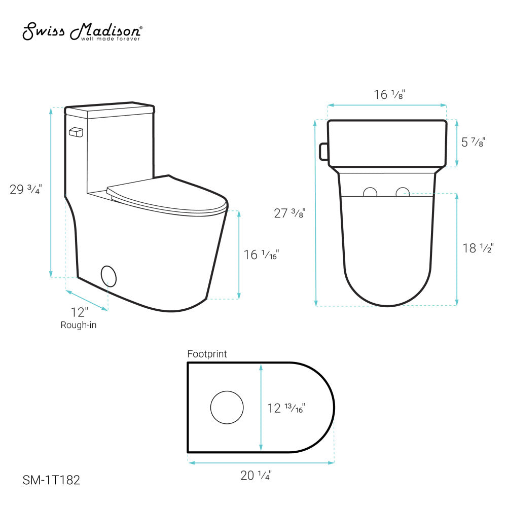 Dreux One Piece Elongated Toilet Left Side Flush 1.28 GPF