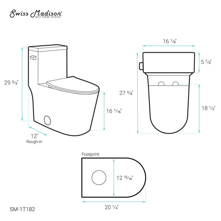 Dreux One Piece Elongated Toilet Left Side Flush 1.28 GPF