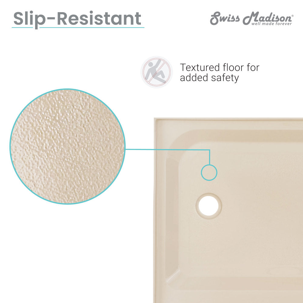 Voltaire 48" x 36" Single-Threshold, Left-Hand Drain, Shower Base in Bisque