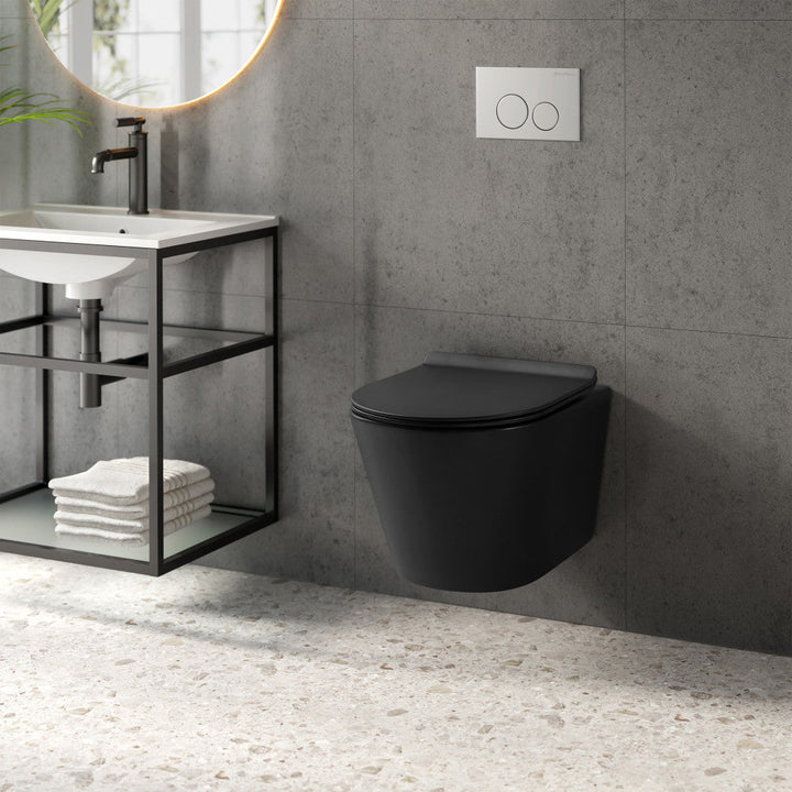 Calice Wall-Hung Round Toilet Bowl in Matte Black