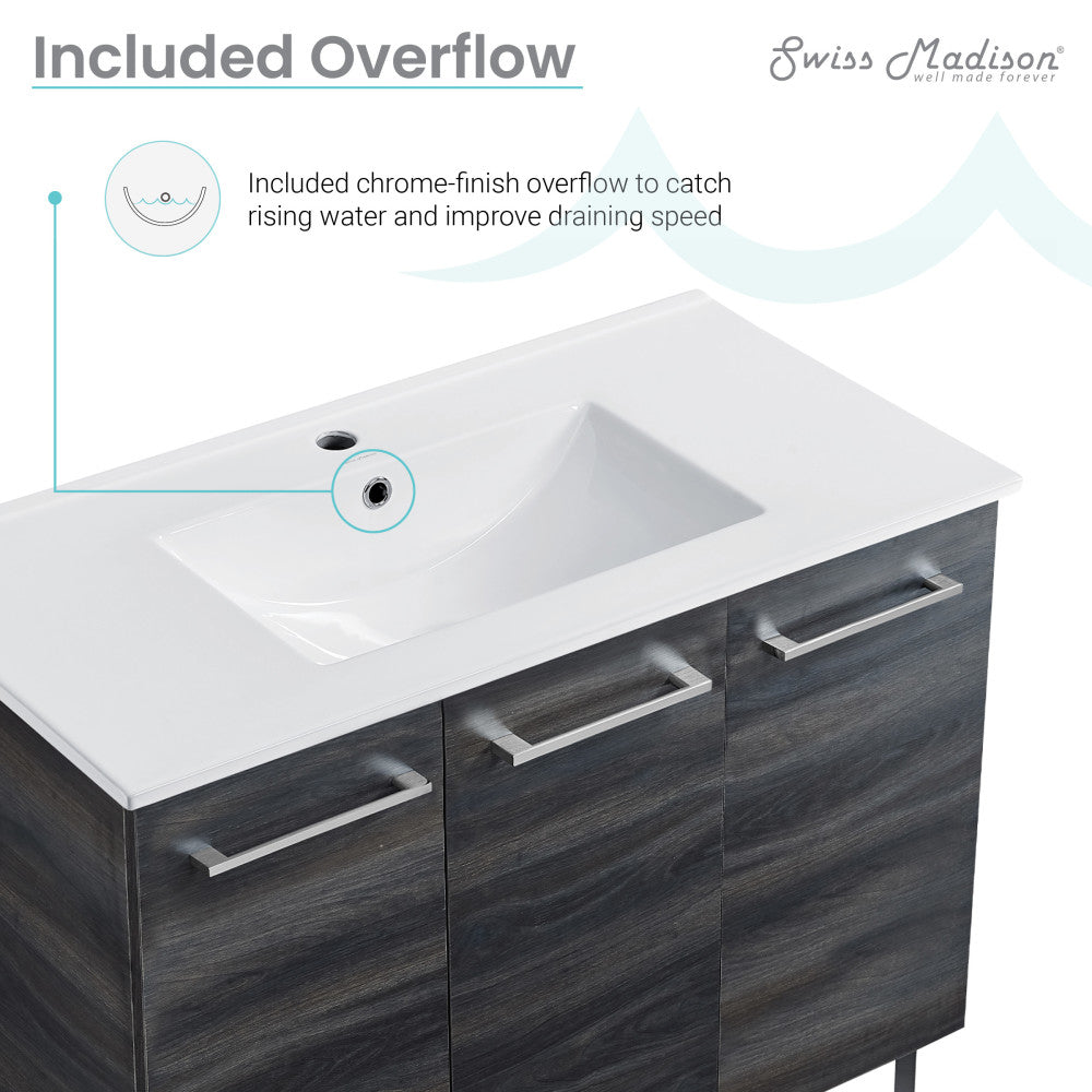 Annecy 36 Single, Black Walnut, Two Doors, One Drawer, Bathroom Vanity