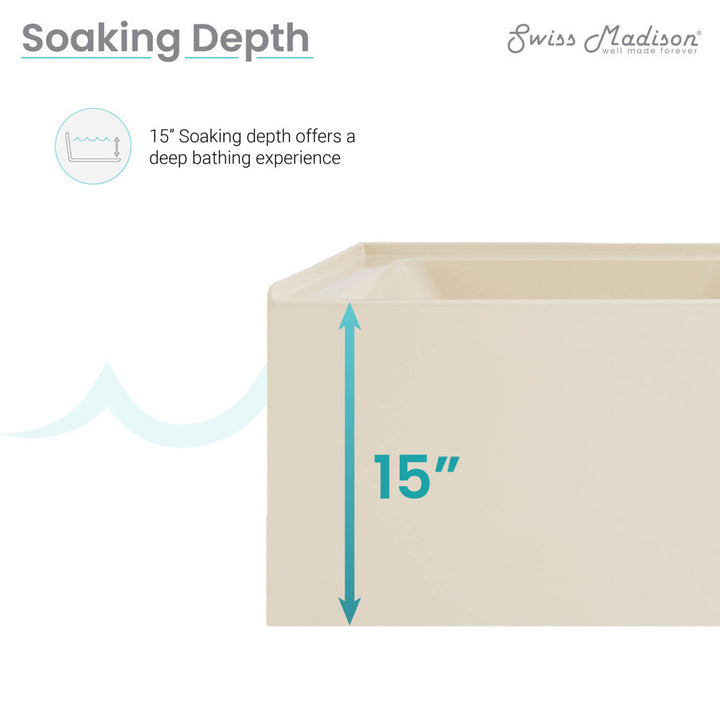 Voltaire 60" x 32" Right-Hand Drain Alcove Bathtub with Apron in Bisque