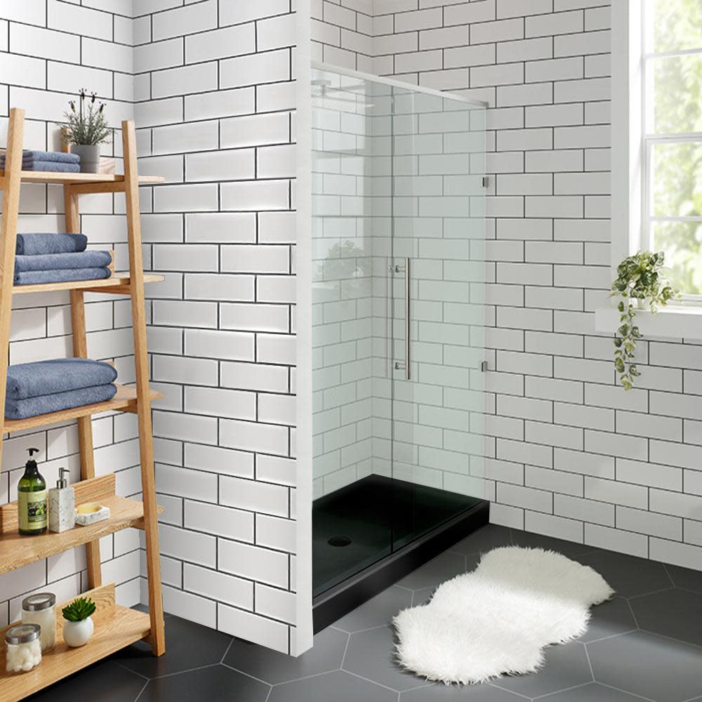 Voltaire 48" x 32" Acrylic Black, Single-Threshold, Center Drain, Shower Base