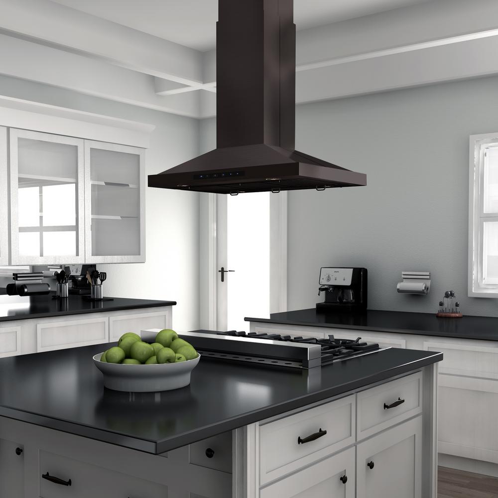 Island Mount Range Hood in Black Stainless Steel (BSGL2iN-30)  ZLINE 30 in.