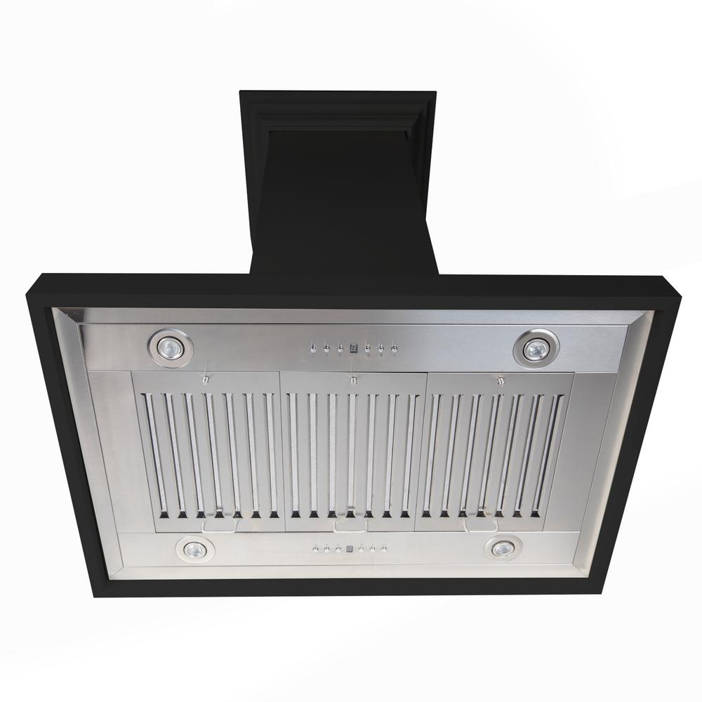 Wooden Island Mount Range Hood in Black - Includes Motor  ZLINE 30 in.