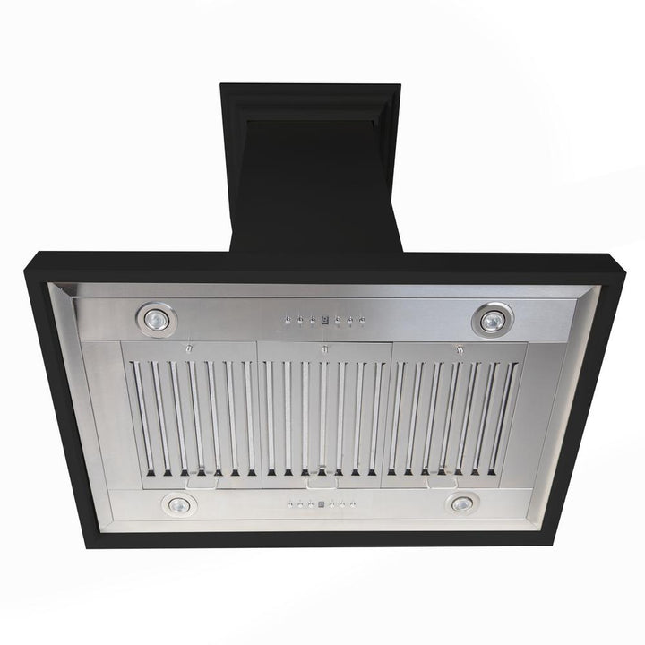 Wooden Island Mount Range Hood in Black - Includes Motor  ZLINE 30 in.