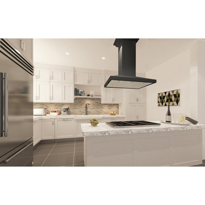 Wooden Island Mount Range Hood in Black - Includes Motor  ZLINE 30 in.
