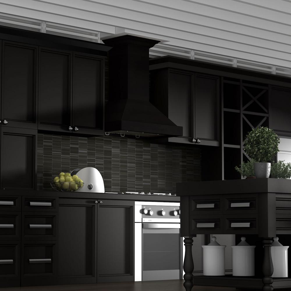 Wooden Wall Mount Range Hood in Black - Includes Remote Motor  ZLINE 36 in.