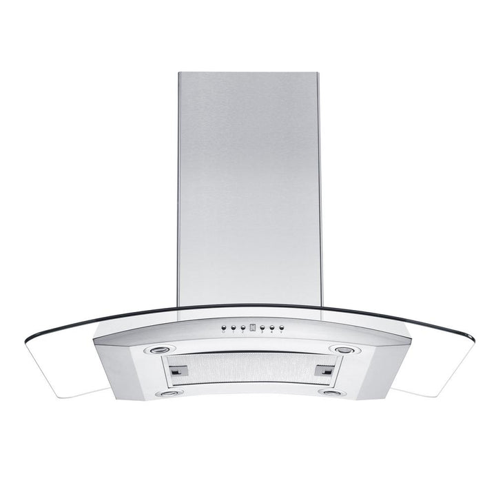 ZLINE 36 in. Convertible Vent Island Mount Range Hood in Stainless Steel and Glass