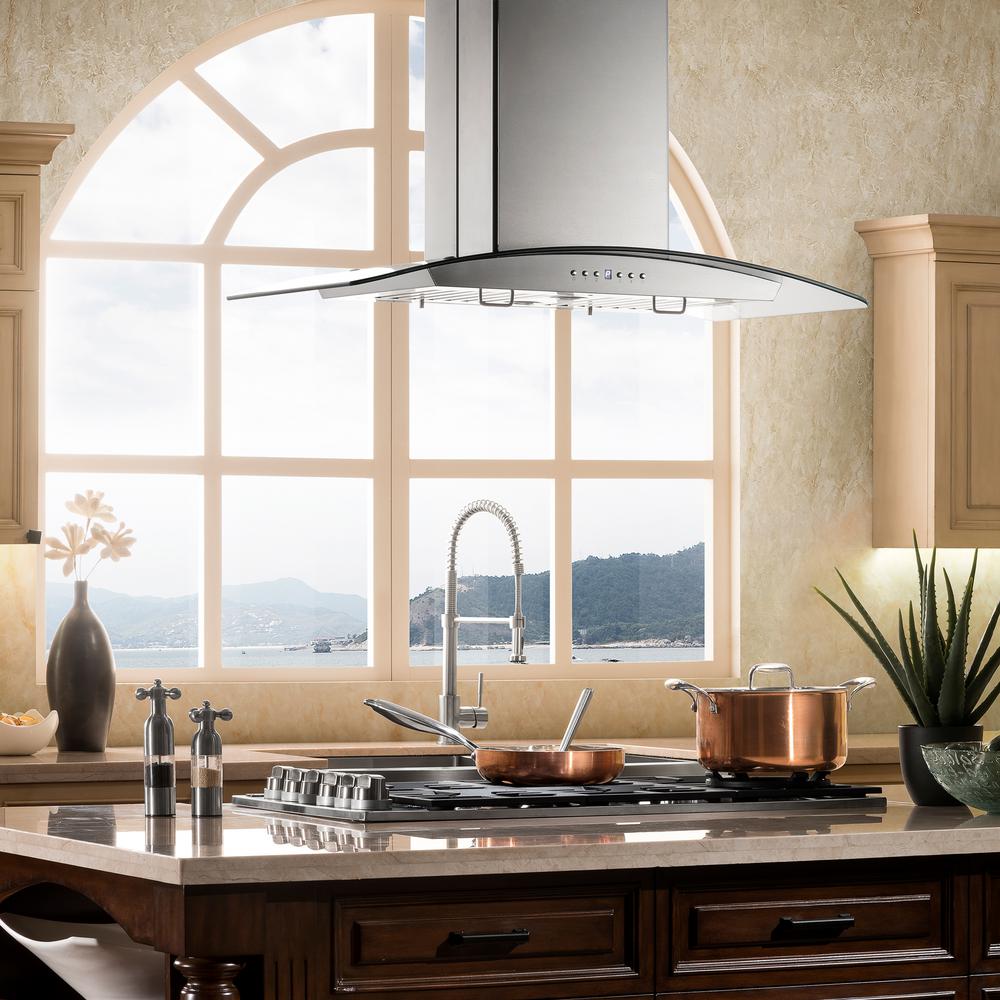Island Mount Range Hood in Stainless Steel &amp; Glass (GL5i-30)  ZLINE 30 in.