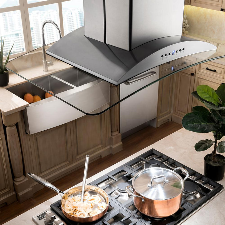 Island Mount Range Hood in Stainless Steel &amp; Glass (GL9i-36) ZLINE 36 in.