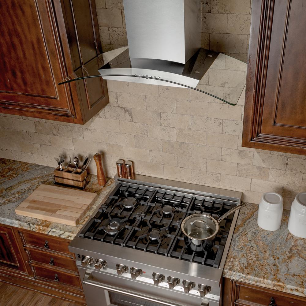 Wall Mount Range Hood in Stainless Steel &amp; Glass (KZ-36)  ZLINE 36 in.