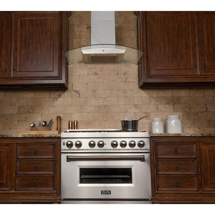 Wall Mount Range Hood in Stainless Steel &amp; Glass (KZ-36)  ZLINE 36 in.