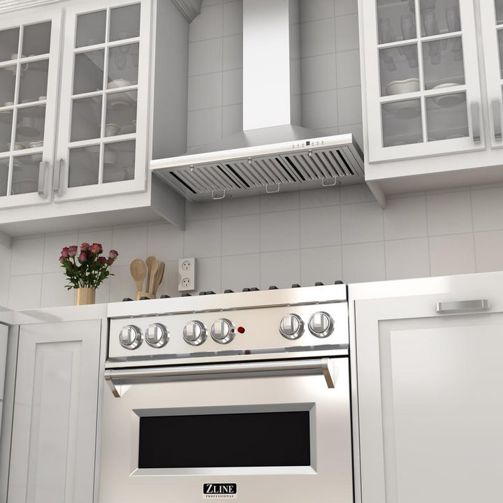 Wall Mount Range Hood in Stainless Steel with Crown Molding (KBCRN-42)  ZLINE 42 in.