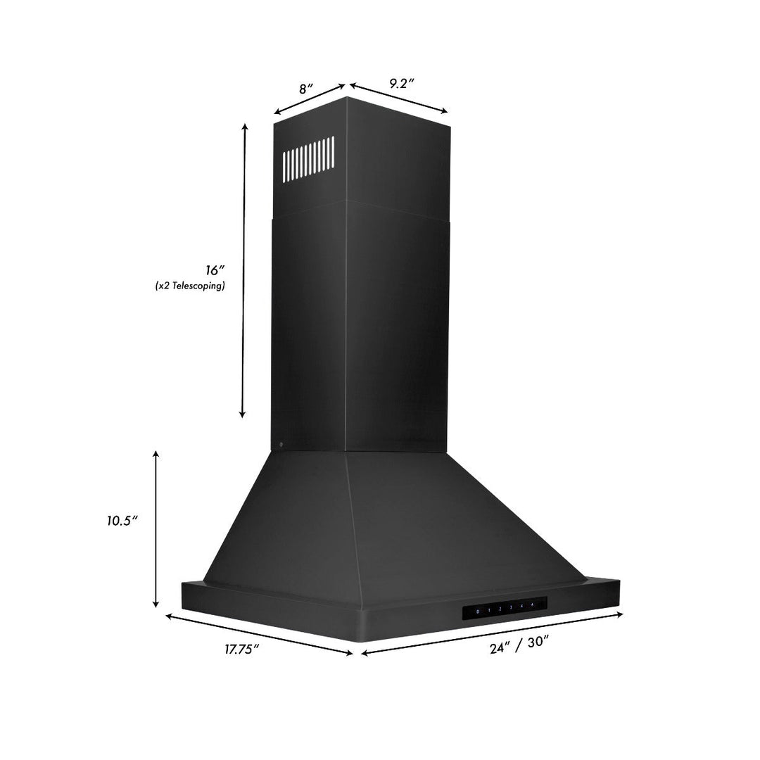 ZLINE 24 in. Convertible Vent Wall Mount Range Hood in Black Stainless Steel, BSKBN-24