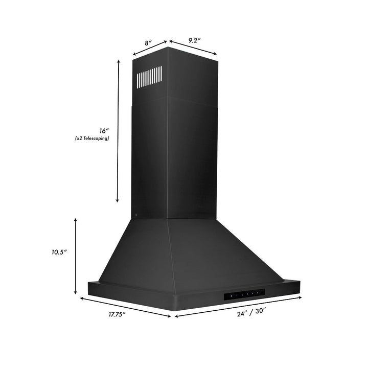 ZLINE 24 in. Convertible Vent Wall Mount Range Hood in Black Stainless Steel, BSKBN-24