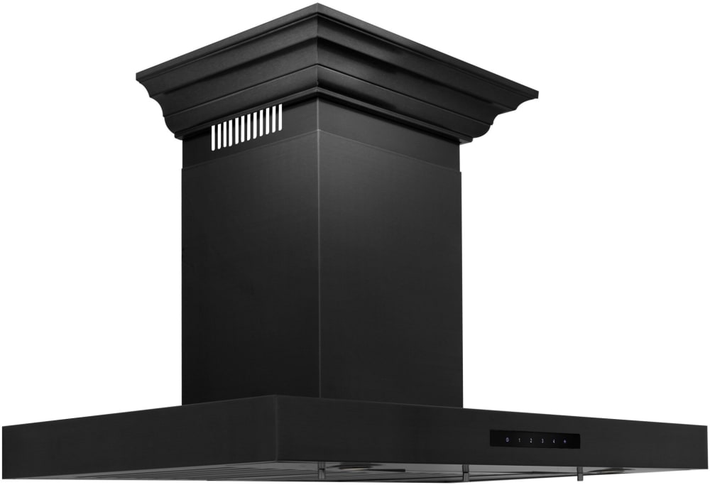 ZLINE 36" Convertible Wall Mount Range Hood Black Stainless Steel with Crown Molding