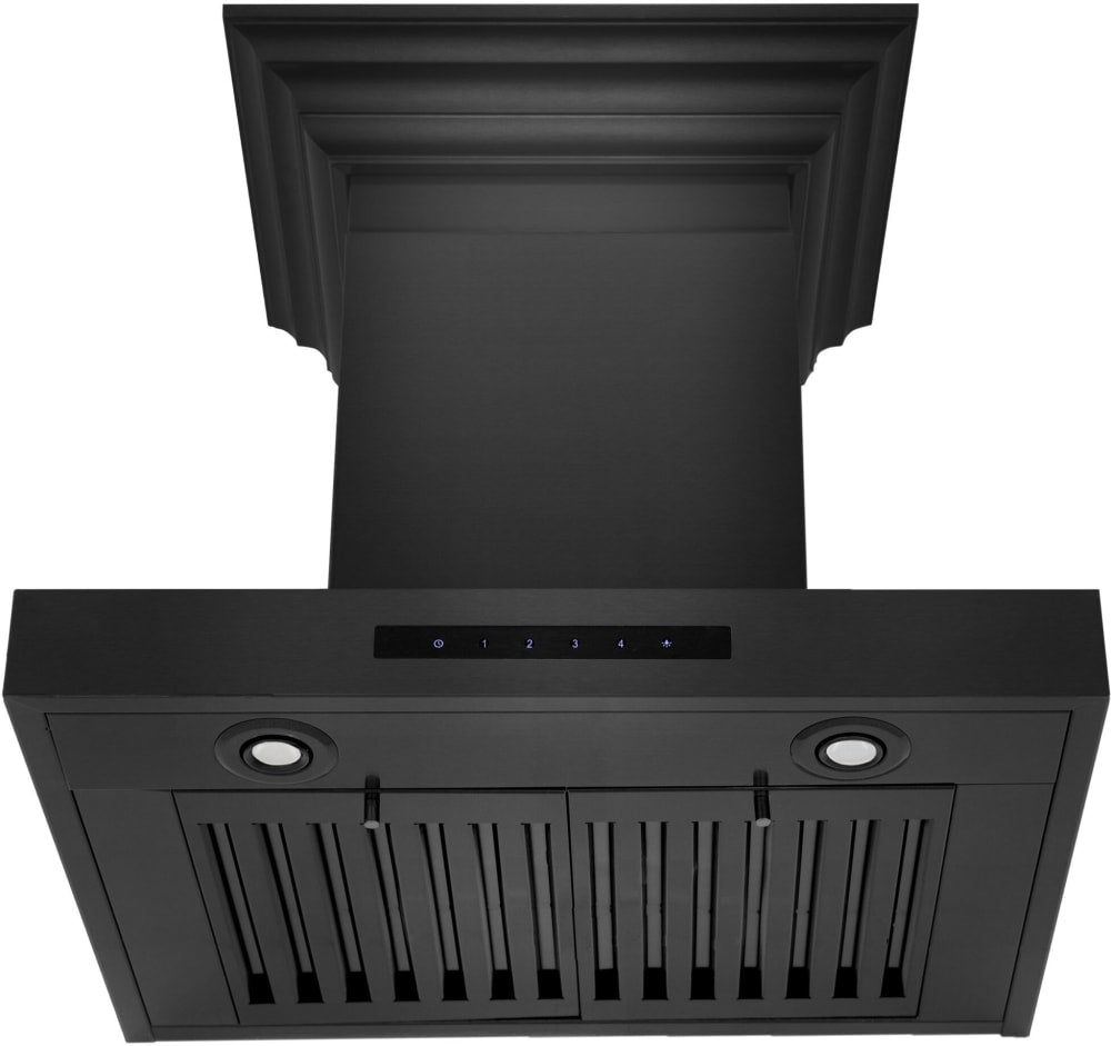 ZLINE 36" Convertible Wall Mount Range Hood Black Stainless Steel with Crown Molding