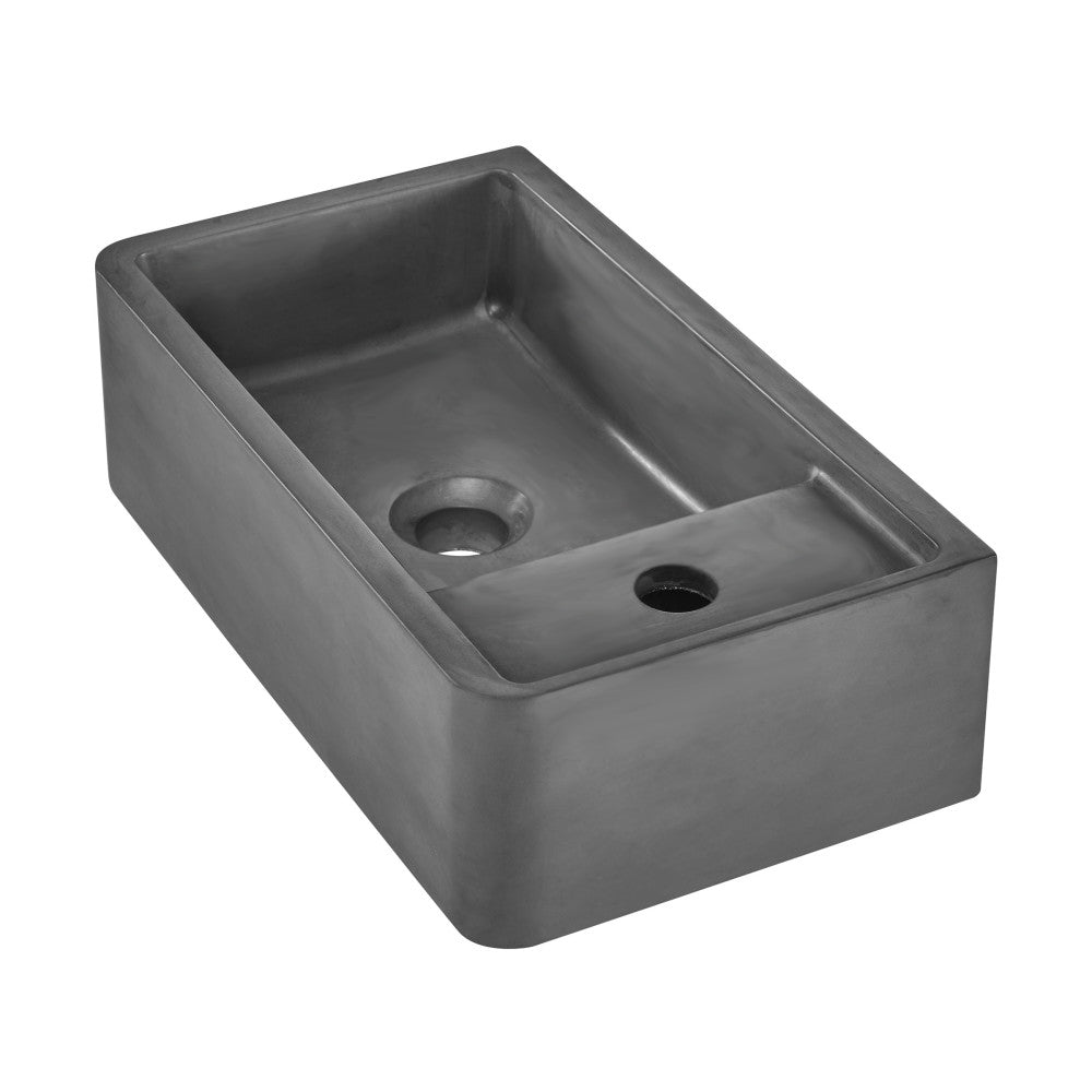 Lisse 16" Rectangle Concrete Wall-Mount Bathroom Sink in Dark Grey