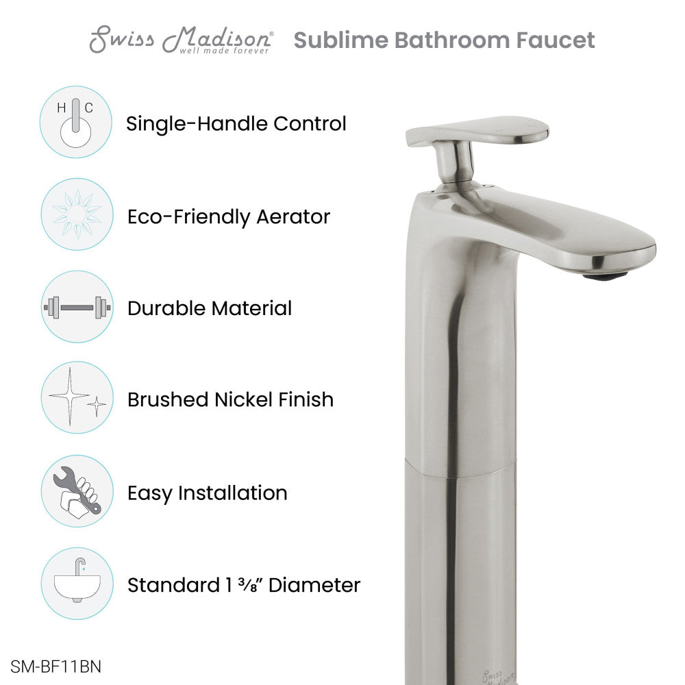 Sublime Single Hole, Single-Handle, High Arc Bathroom Faucet in Brushed Nickel