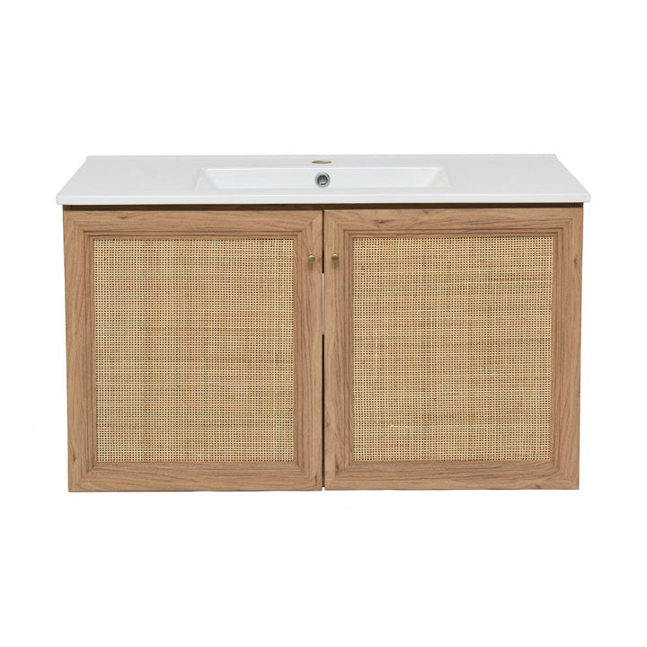 Classe 36" Wall-Mounted Bathroom Vanity in Oak