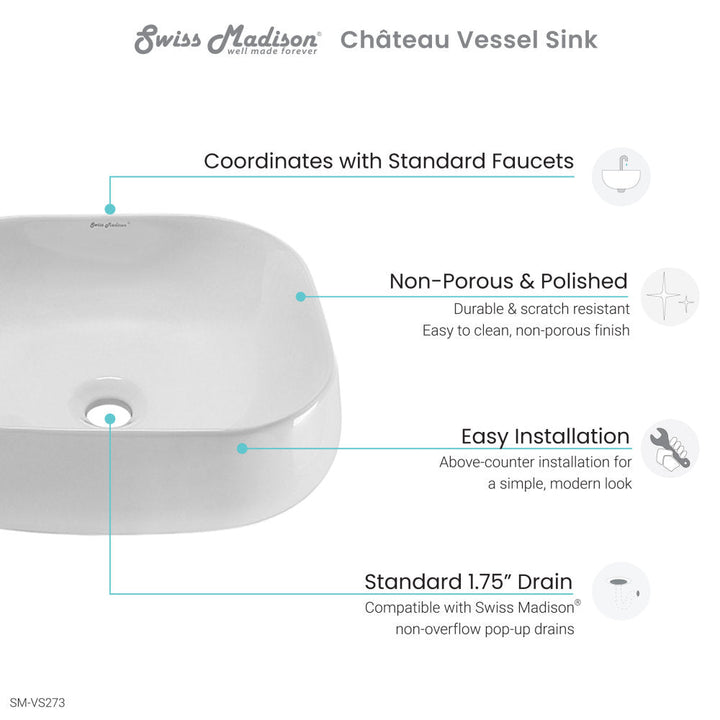 Chateau 18 Square Ceramic Vessel Sink