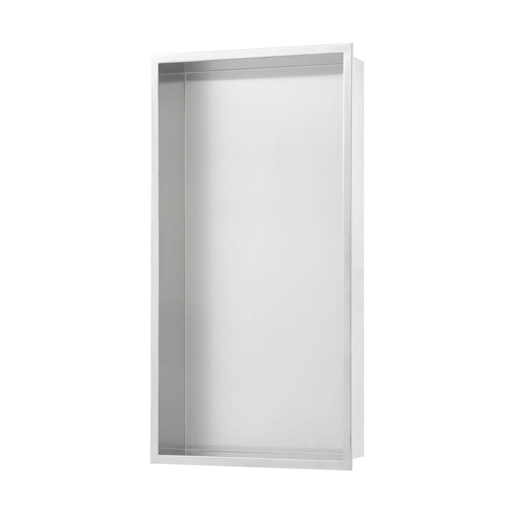 Voltaire 12" x 24" Stainless Steel Single Shelf Wall Niche in Matte Chrome