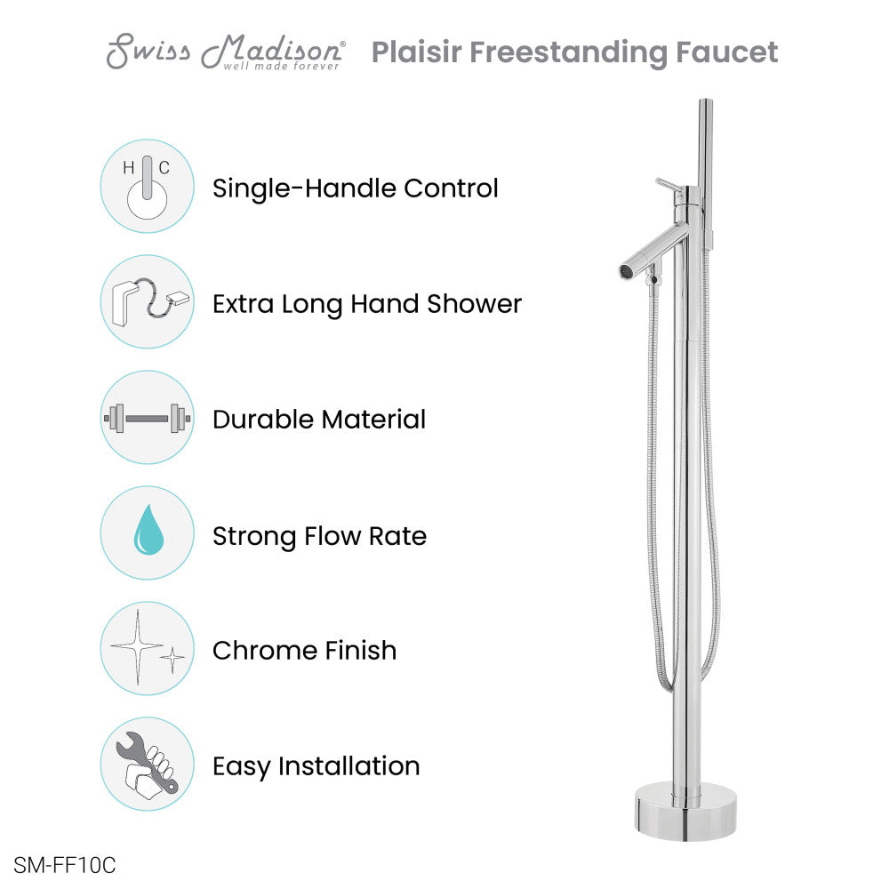 Plaisir Freestanding Bathtub Faucet in Chrome