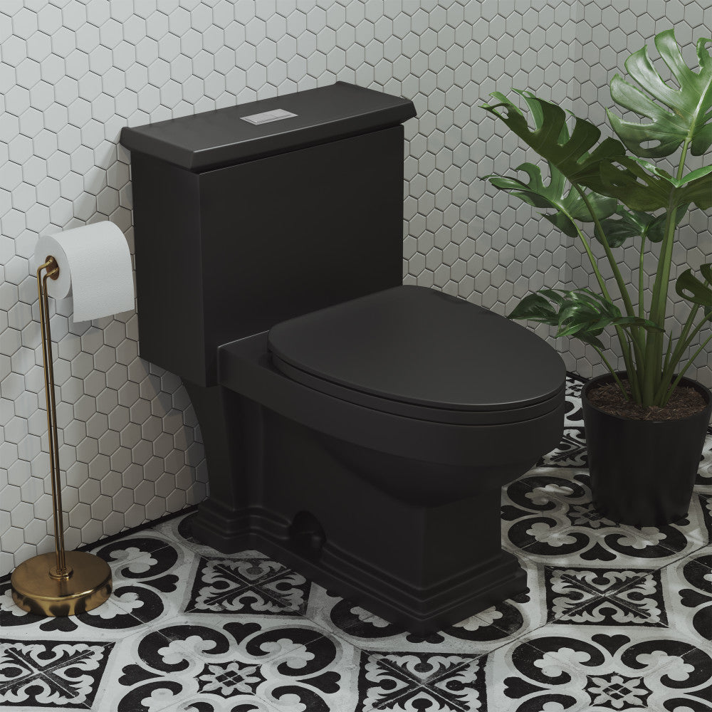 Voltaire One-Piece Elongated Toilet Dual-Flush 1.1/1.6 gpf in Matte Black