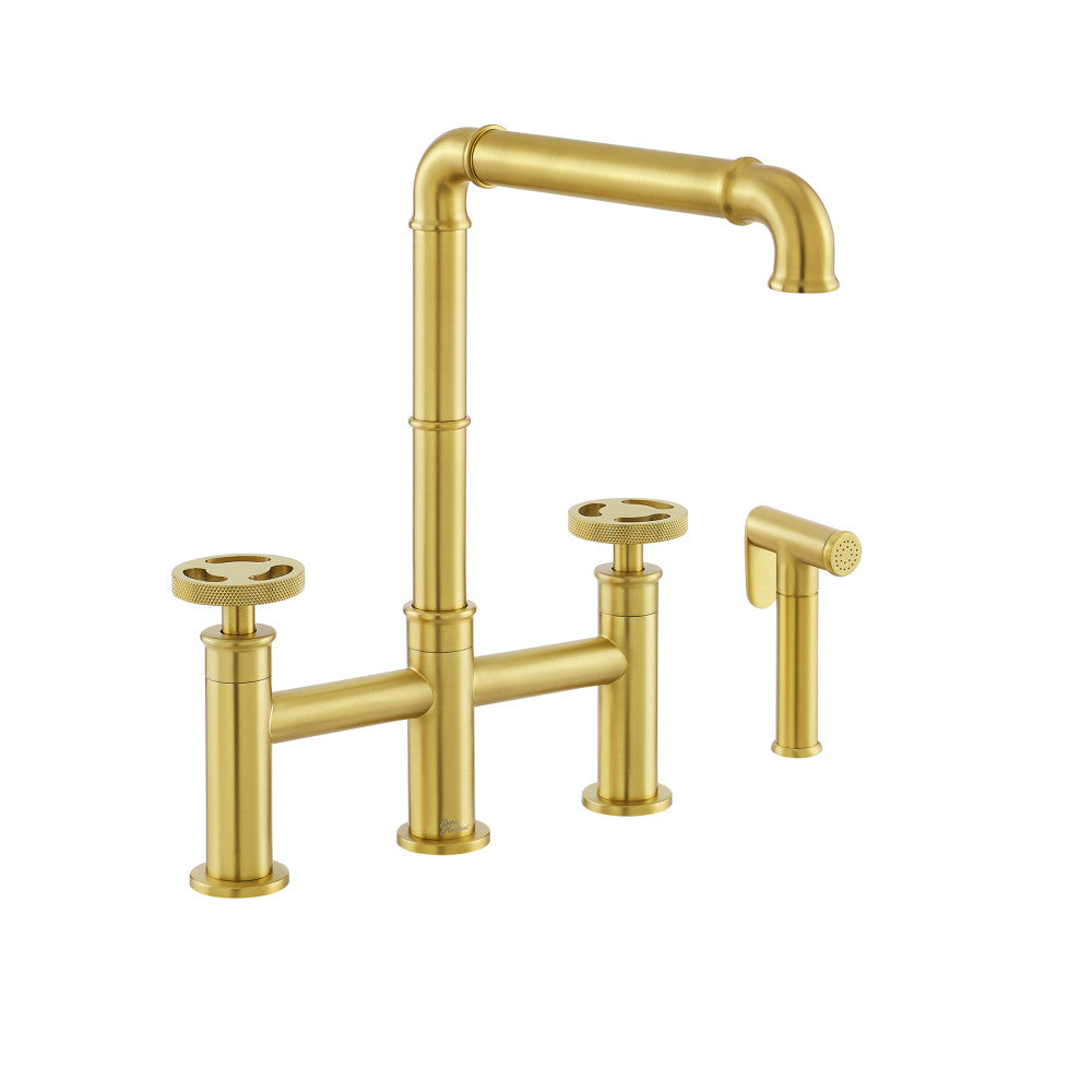 Avallon Pro Widespread Kitchen Faucet with Side Sprayer in Brushed Gold