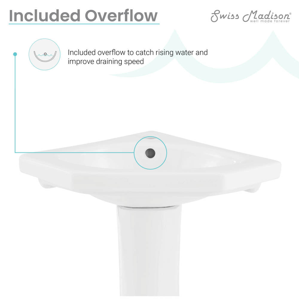 St.Tropez Corner Two-Piece Pedestal Sink