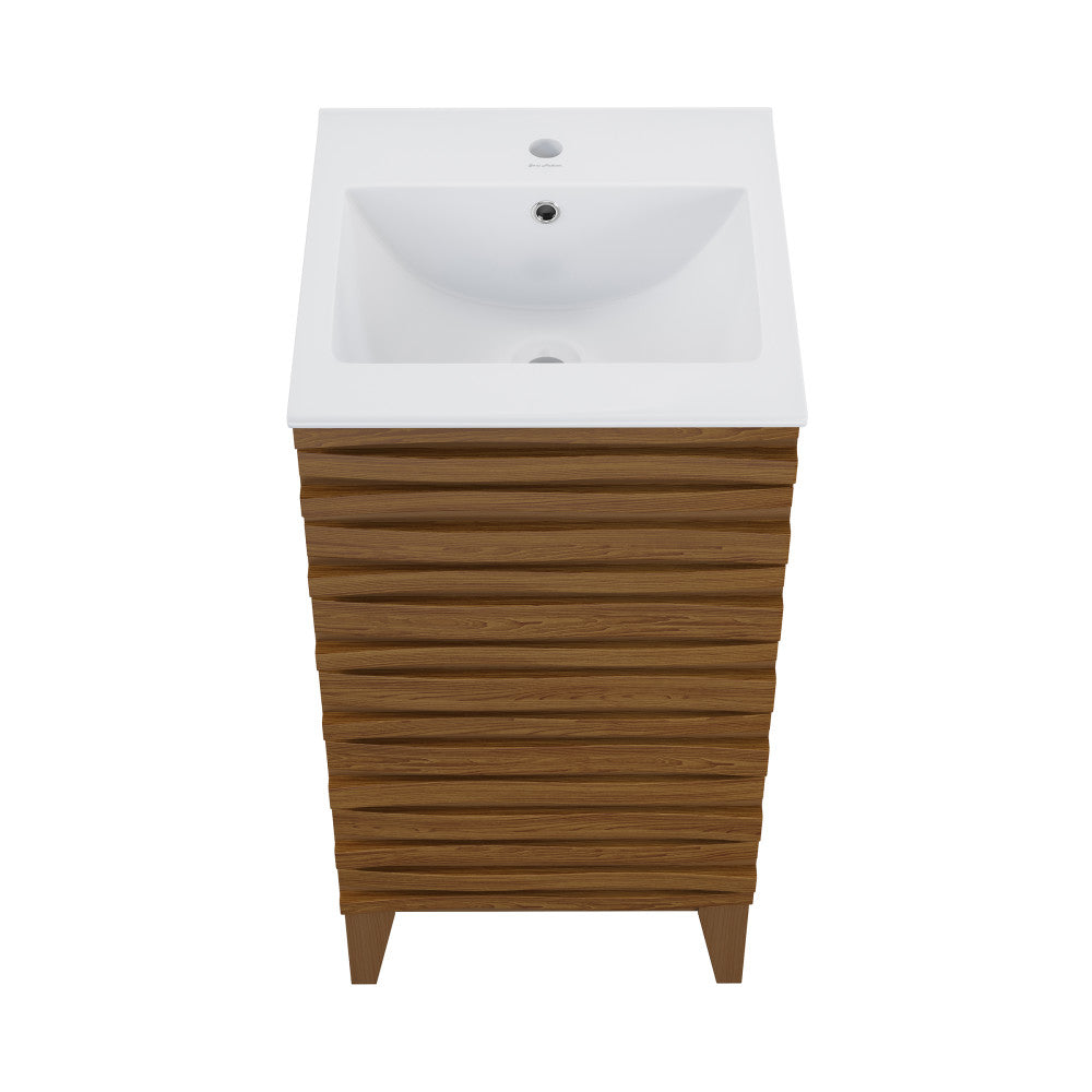 Cascade 18” Bathroom Vanity in Brown Oak
