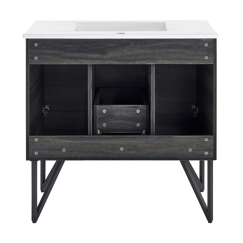 Annecy 36 Single, Black Walnut, Two Doors, One Drawer, Bathroom Vanity