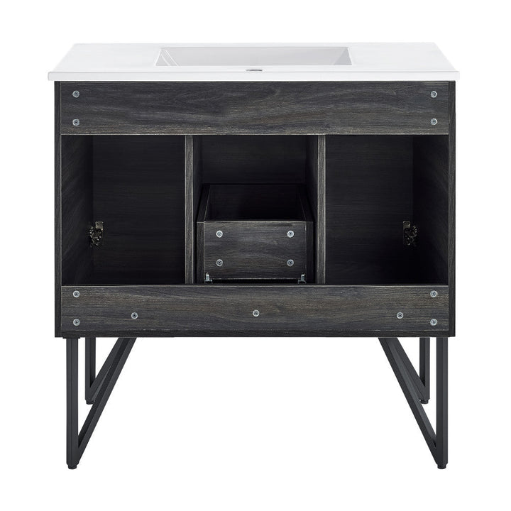 Annecy 36 Single, Black Walnut, Two Doors, One Drawer, Bathroom Vanity