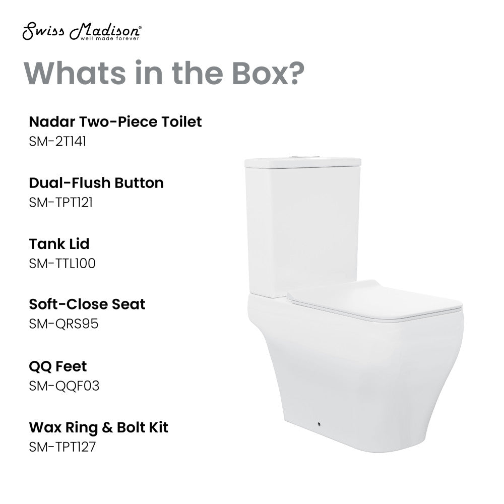 Nadar Two-Piece Elongated Toilet Dual-Flush 1.1/1.6 gpf