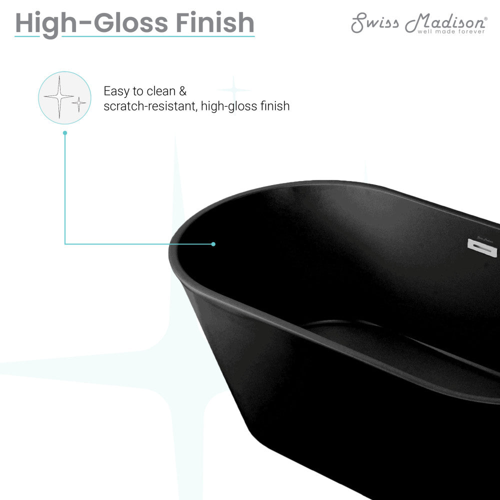 Claire 60" Freestanding Bathtub in Matte Black