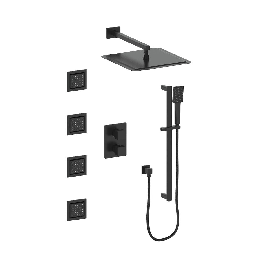 ZLINE Crystal Bay Thermostatic Shower System in Matte Black, CBY-SHS-T3-MB