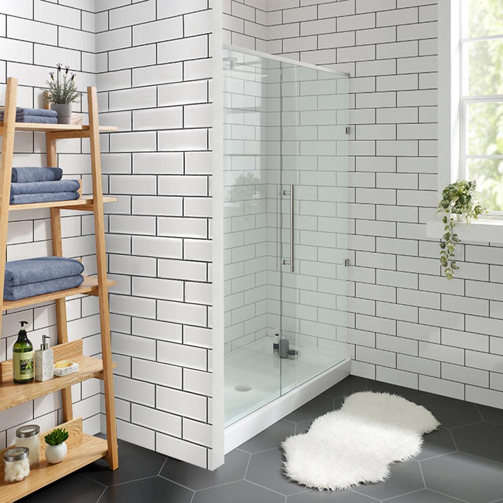 Voltaire 60" x 36" Acrylic White, Single-Threshold, Center Drain, Shower Base