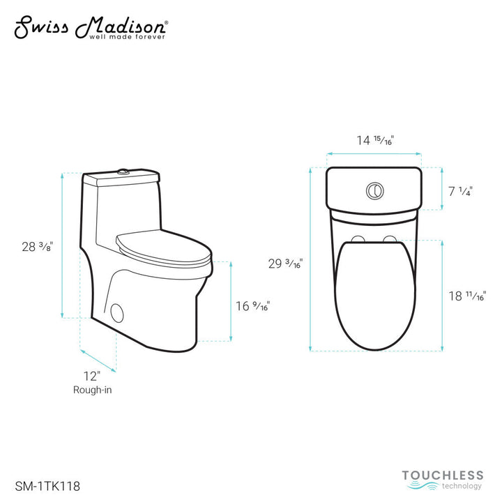 Virage One Piece Elongated Toilet with Touchless Retrofit Dual Flush 1.1/1.6 gpf