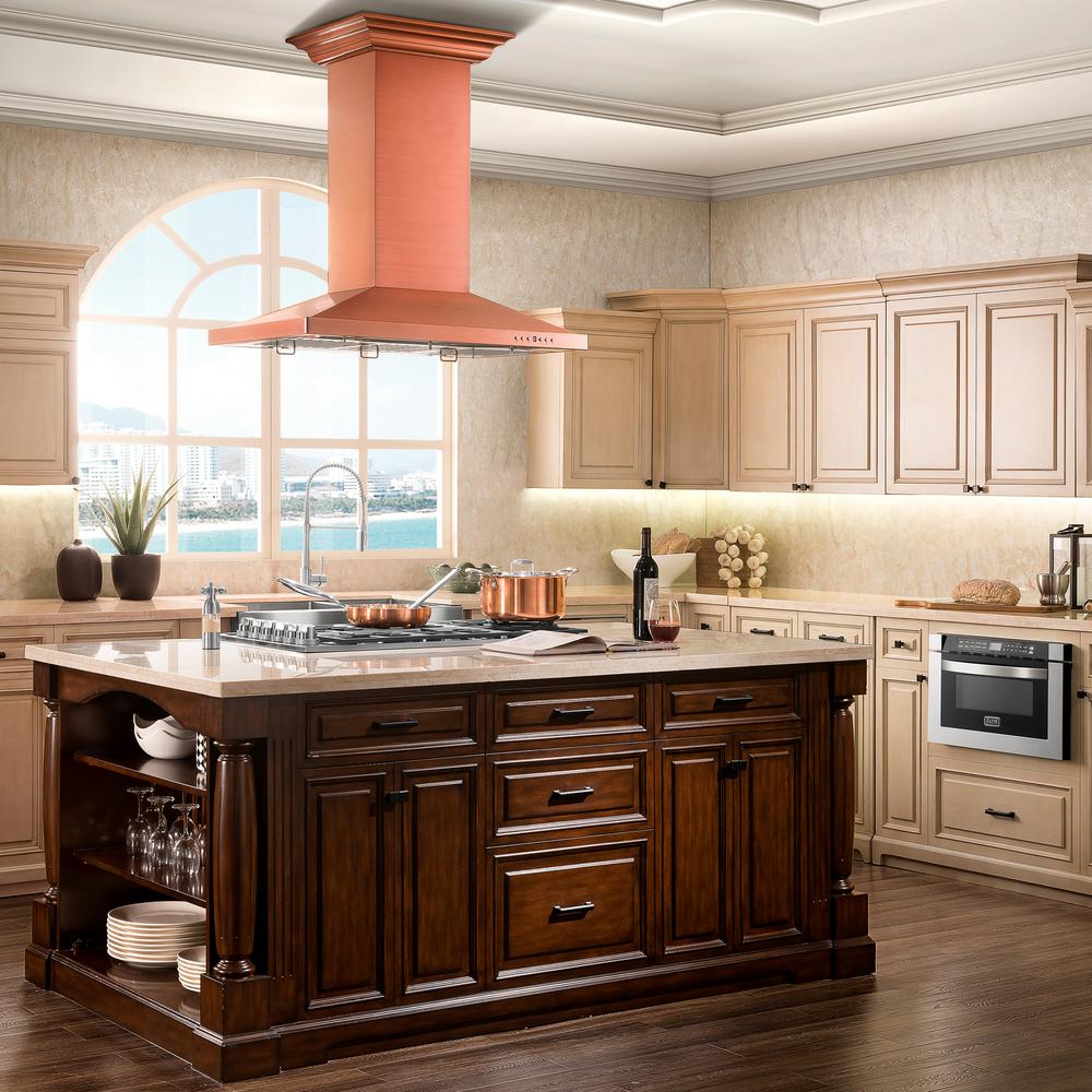 Designer Series Copper Island Mount Range Hood (8KL3iC-36)  ZLINE 36 in.