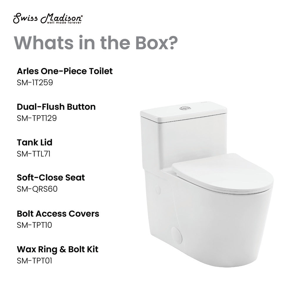 Arles One-Piece Elongated Toilet Vortex Dual-Flush 0.8/1.18 gpf