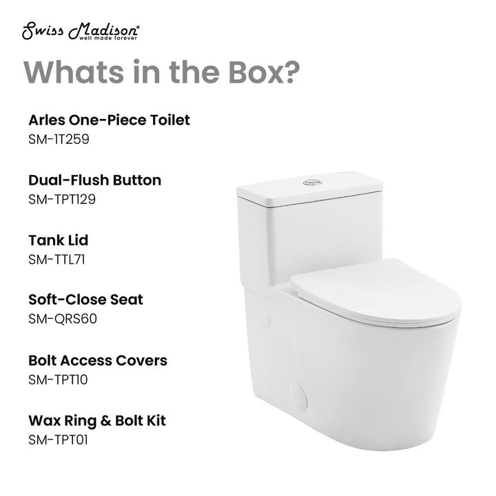 Arles One-Piece Elongated Toilet Vortex Dual-Flush 0.8/1.18 gpf