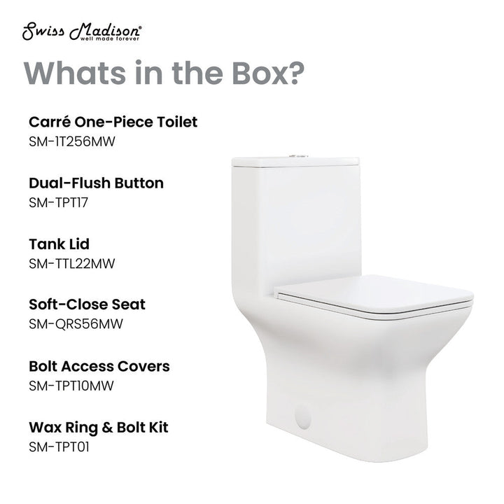 Carre One Piece Square Toilet Dual Flush 1.1/1.6 gpf in Matte White