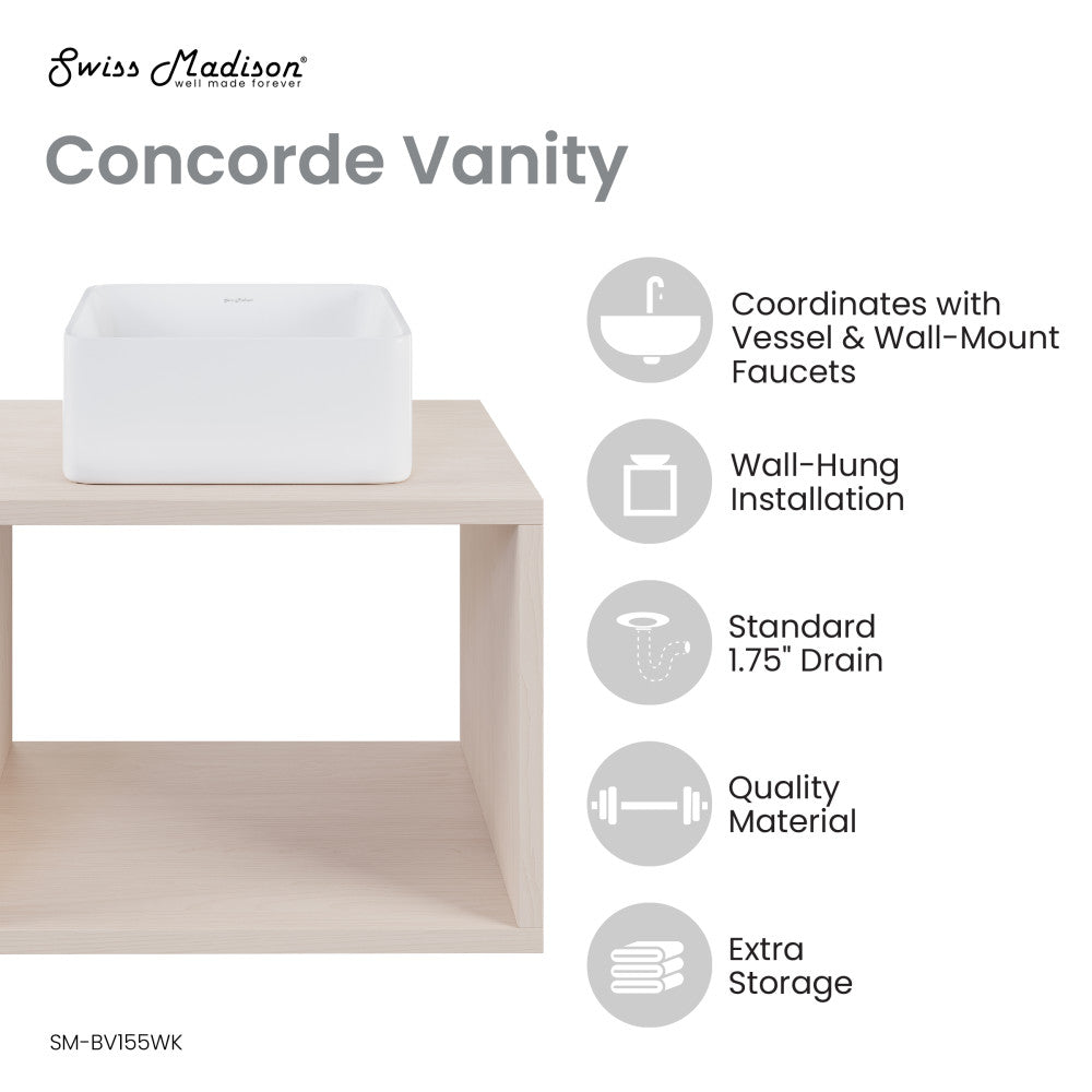 Concorde 24'' Wall-Hung Vanity In White Oak